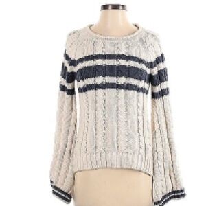 Chaser Cream and Black Cable Knit Sweater